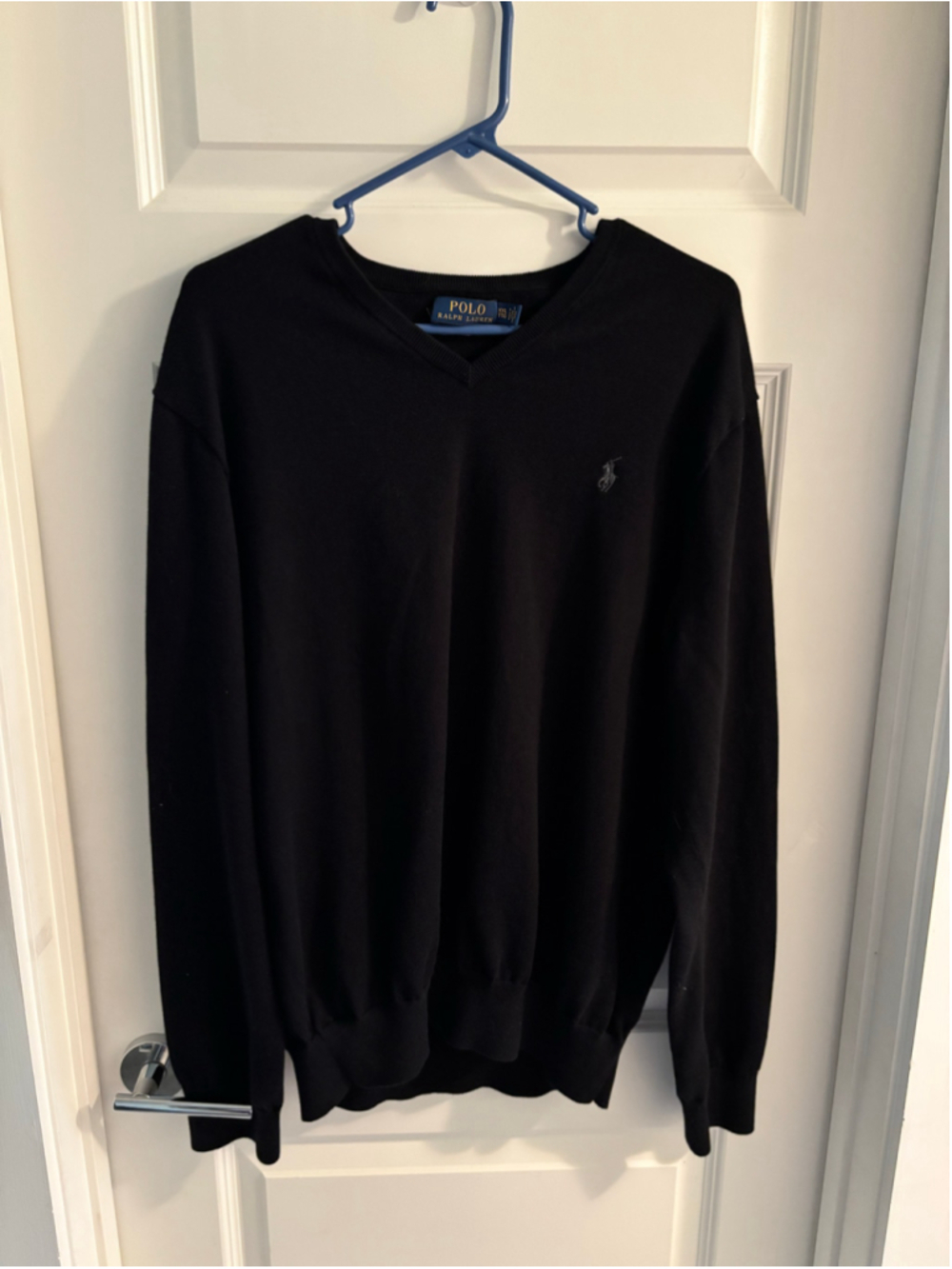 Men's Polo Ralph Lauren Pima Cotton V-Neck Sweater Black Size XXL